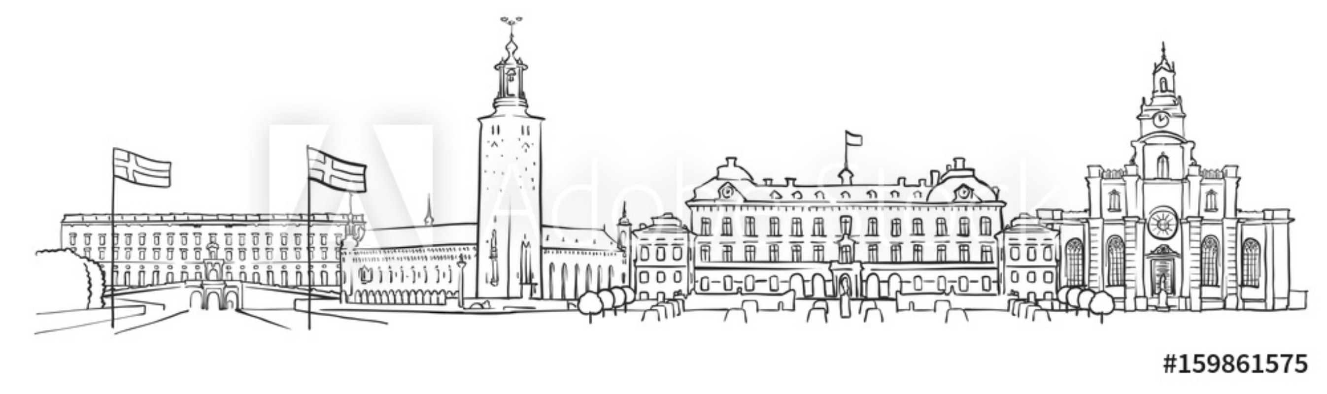 Afbeeldingen van Stockholm Sweden Panorama Sketch